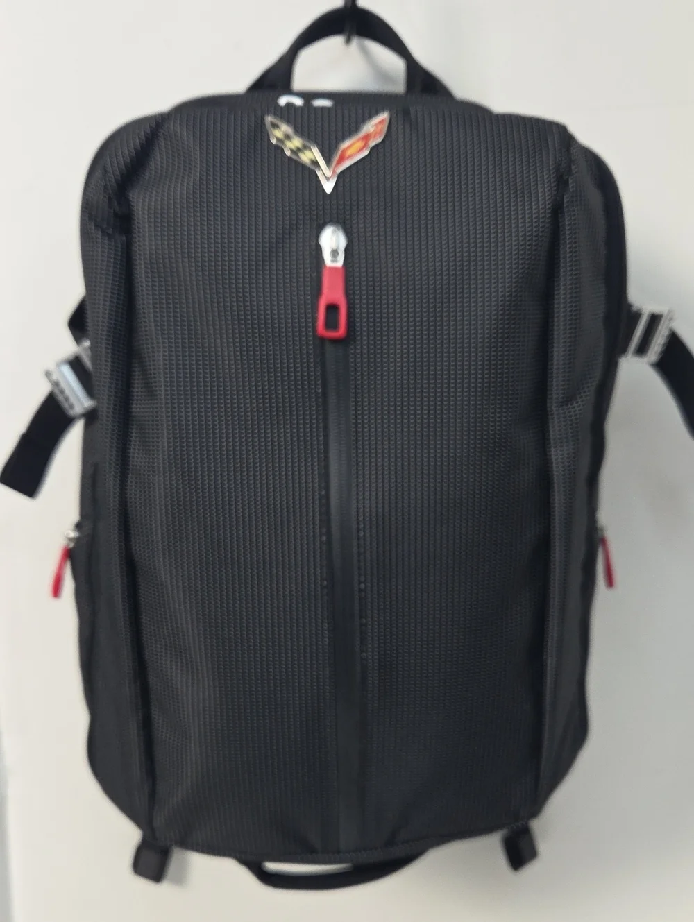Chevrolet Corvette C7 Black Men's Everyday Backpack with Red Accents
